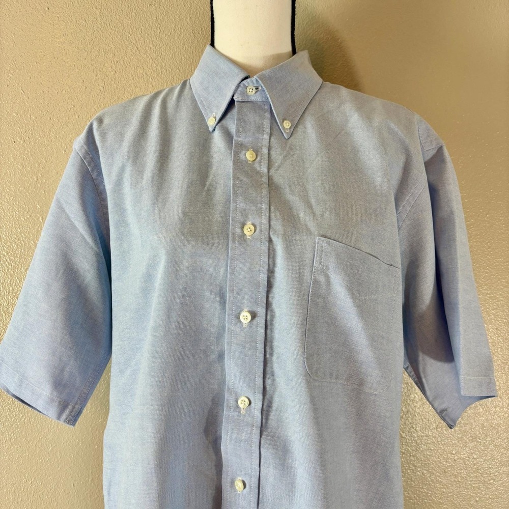 Windsor Shirt Co. Oxford Dress Shirt Short Sleeve Button‎ Down Light Blue 16 1/2 - Picture 5 of 10